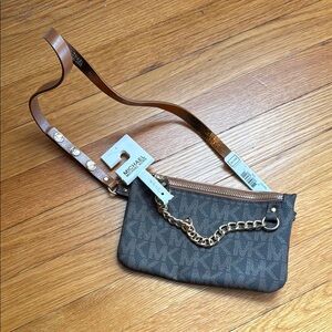 Michael Kors Black and Brown Wristlet